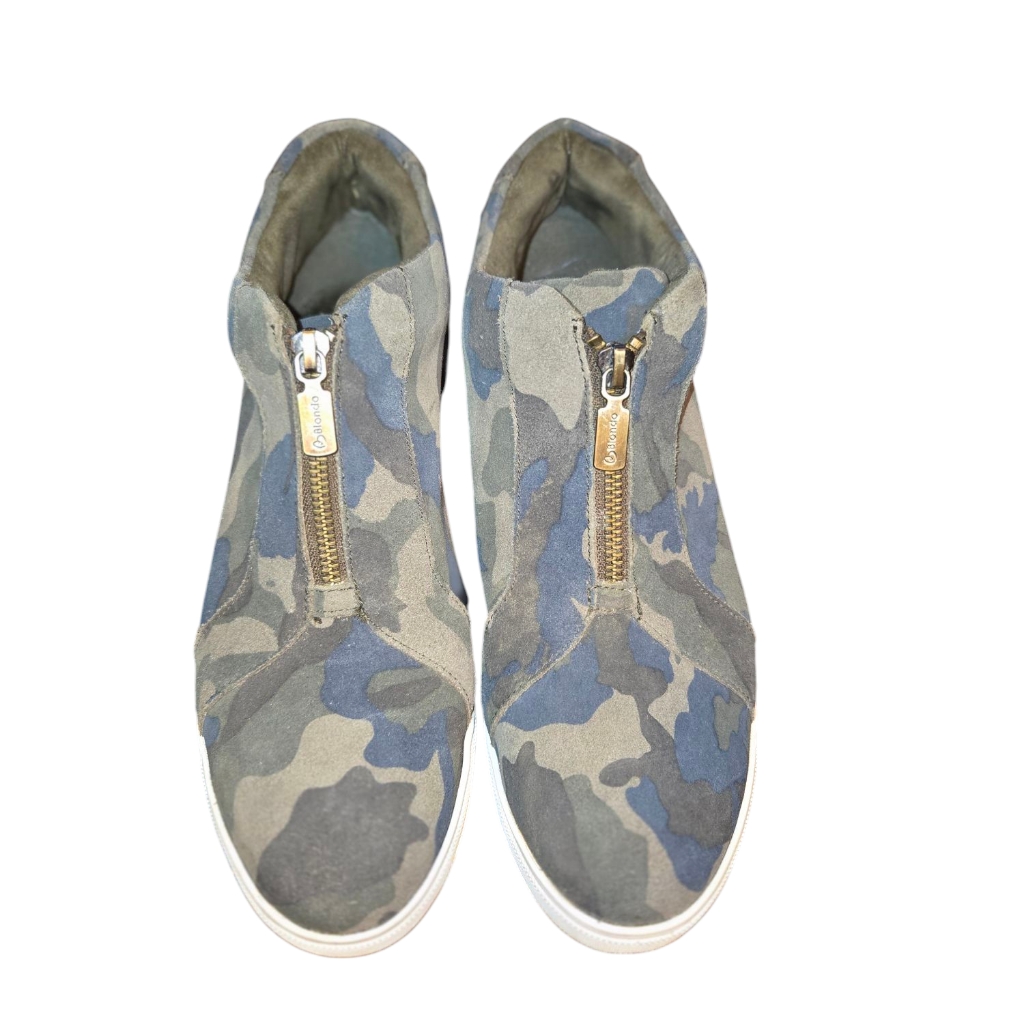 Blondo Glenda Waterproof Green Camo Suede Zip Up Wedge Hi-Top Sneakers Size 10 — image 2 of 8